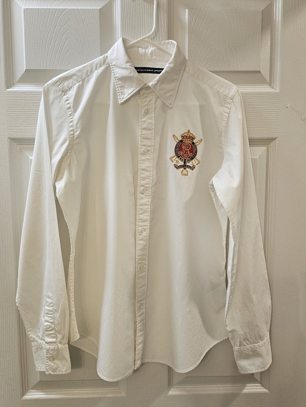 Ralph Lauren White Button-Down Shirt with Embroidered Crest